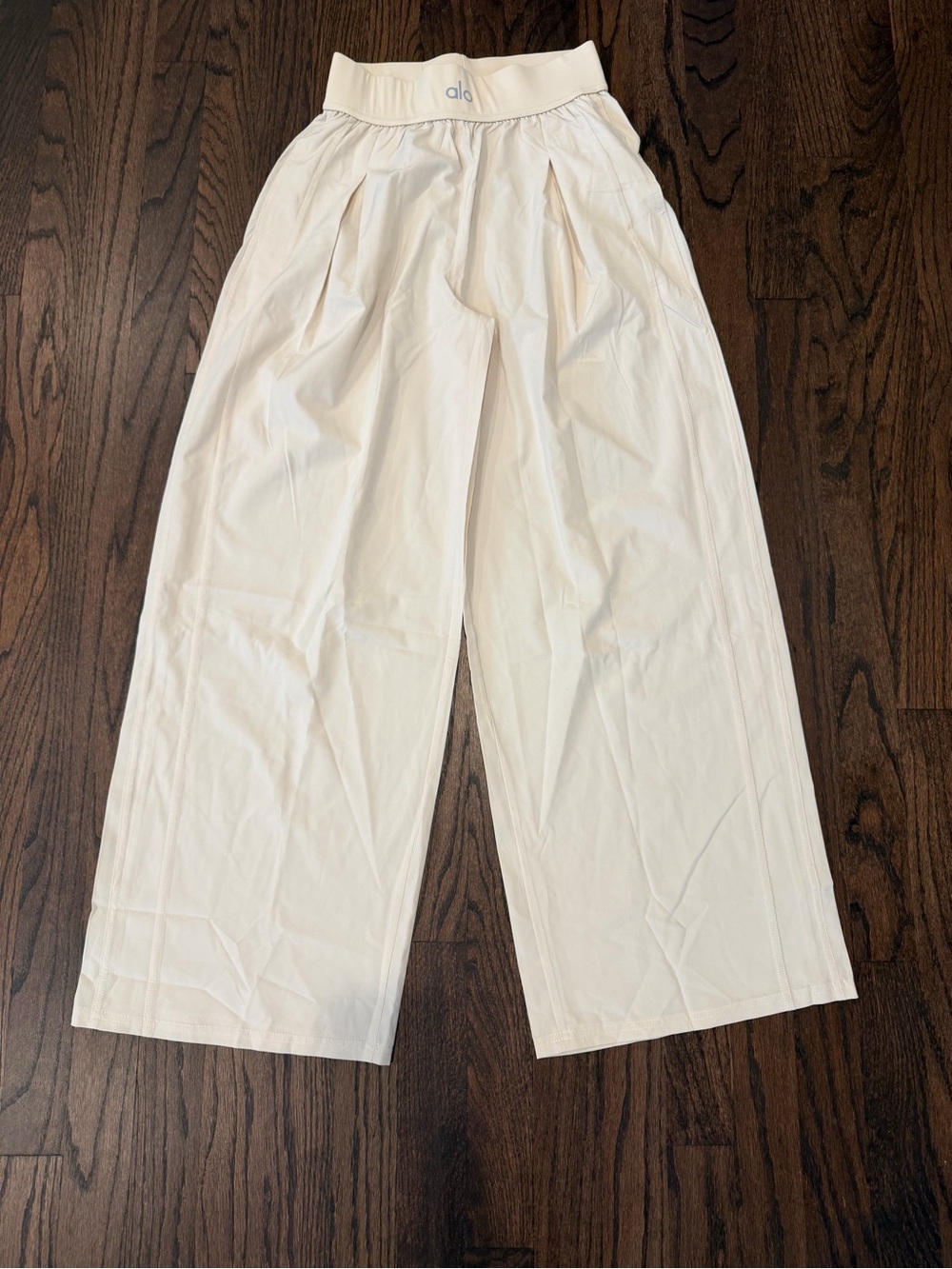 ALO Yoga Cream Wide Leg High-Waist Lounge Trousers